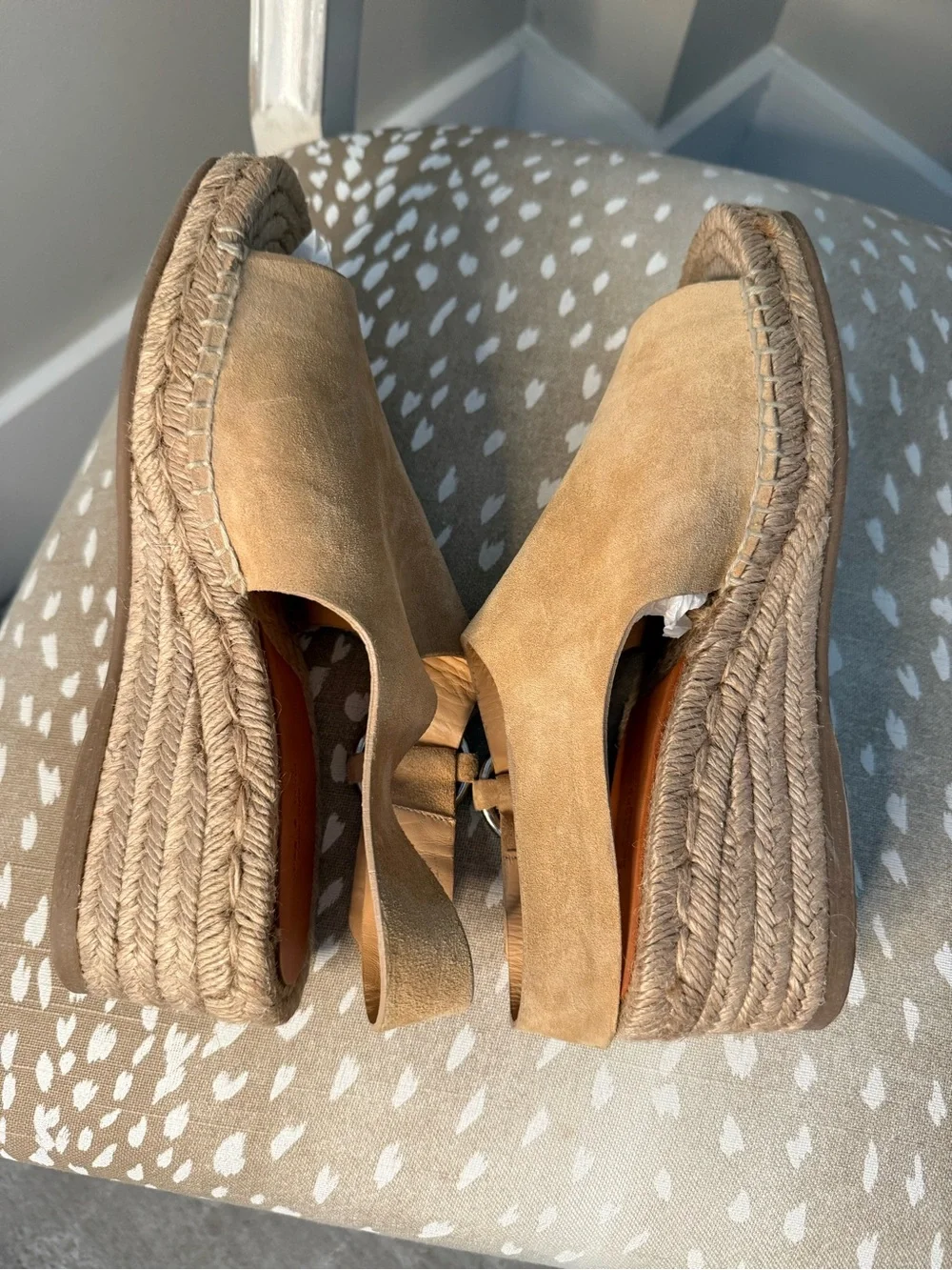 rag & bone Tan Suede Espadrille Wedge Sandals